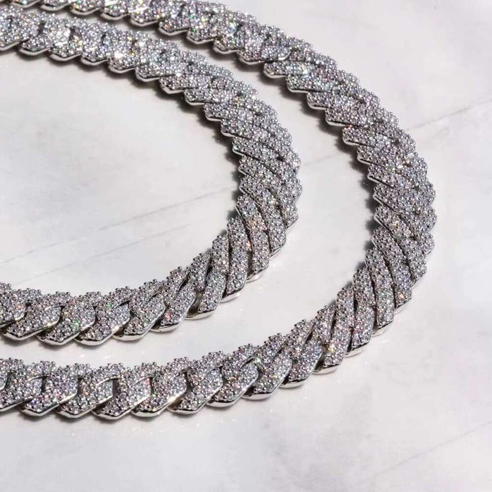 Sier Rap Singer Jewelry Men 12mm Iced Vvs Moissanite Cuban Chain