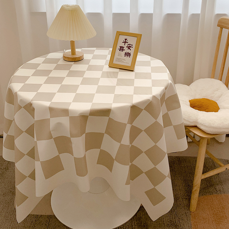 T0461 chessboard round table cloth ins style coffee table cloth birthday arrangement net red photo small round table cloth light luxury high-end