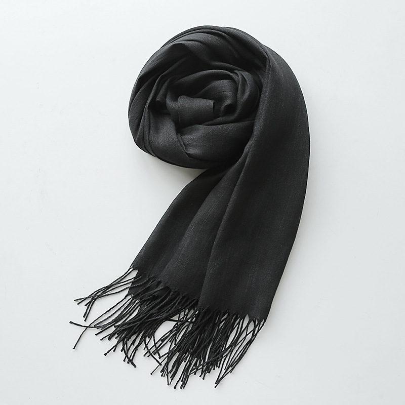 K682 Pure color bamboo scarf for women New 130g imitation cotton and linen single color tassel warm gauze scarf shawl travel gift
