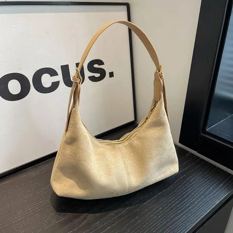 Free Shipping Hobo Vintage Handbag Purse For Women Suede Shoulder Bag Causal Crossbody Bags Female Clutch Ladies Crescent Designer Bag Luxury Bag Tote
