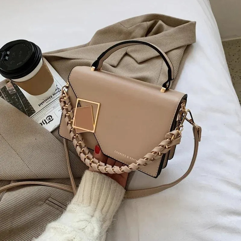 Square Shoulder Bag For Women Solid Leather Crossbody With Chain Strap | Designer Handbag Purse New Free Delivery Designer Bag