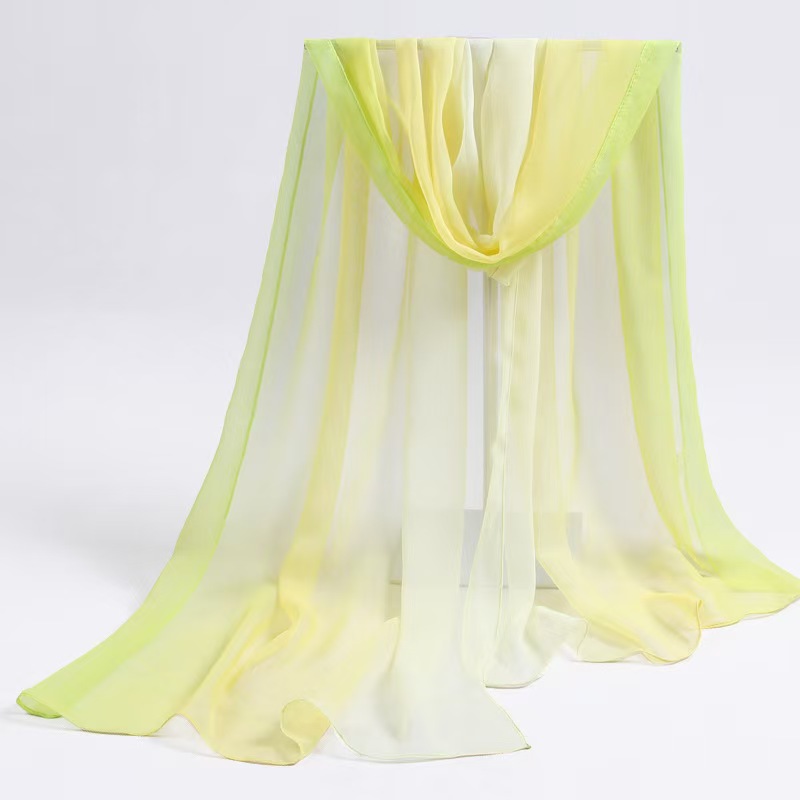 K685 Spring and summer Georgette gradient silk scarf long scarf female seaside beach towel sunscreen shawl air conditioning shawl