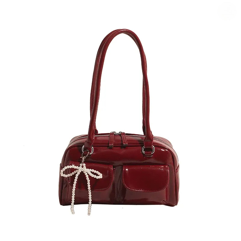 Womens Bags Wine Faux Leather Bury Handbags, Red Designer Bag, Fashion Tote Handbags - Chic Single Shoulder Bag For Work & Commuting New Free Delivery