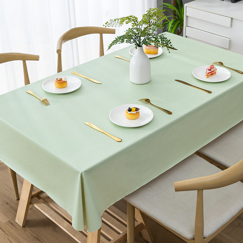 B28 solid color high-grade light luxury tablecloth waterproof, oil-proof, scalding-proof and wash-free ins style 2025 new dining table coffee table ma