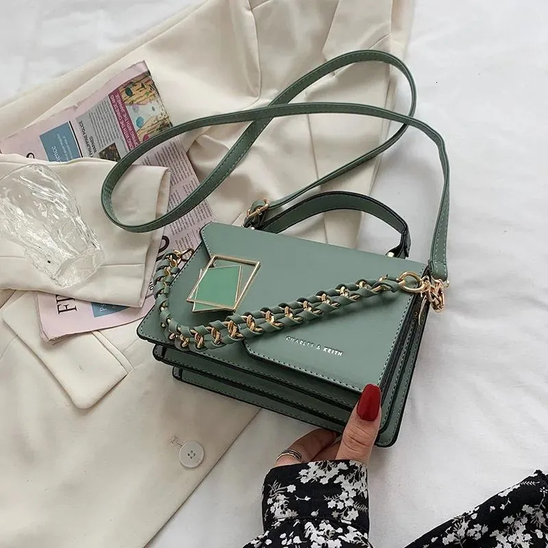 Square Shoulder Bag For Women Solid Leather Crossbody With Chain Strap | Designer Handbag Purse New Free Delivery Designer Bag
