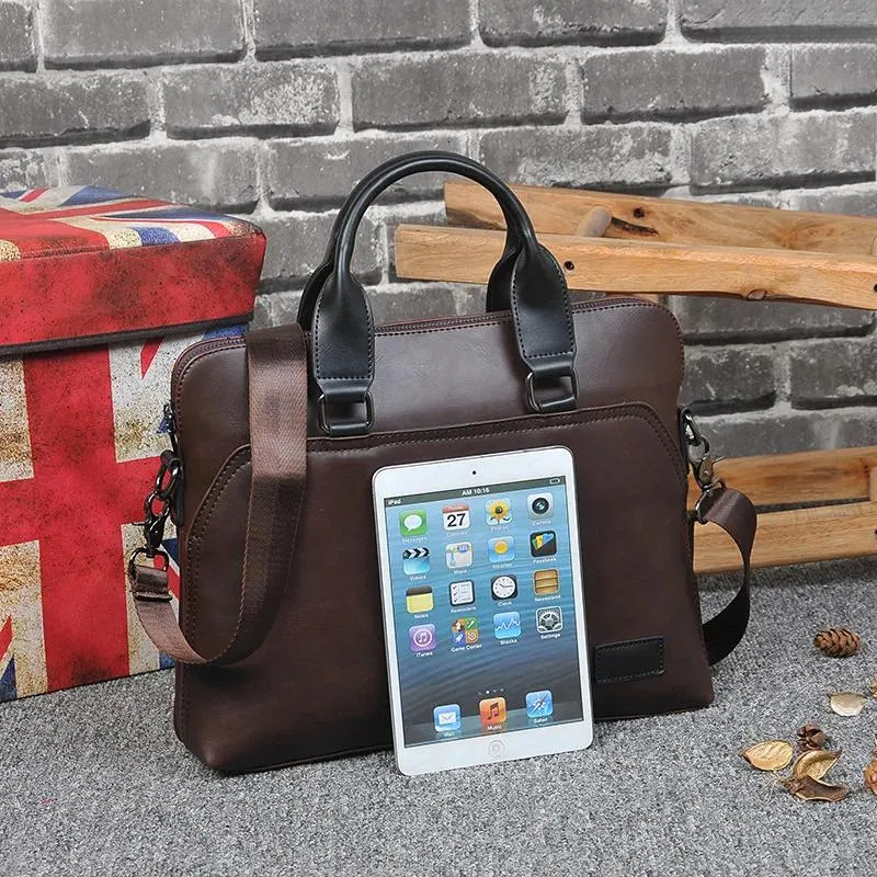 Briefcase For Men - Premium PU Leather Executive Laptop Office Bag, Vintage Handbag Tote Messenger Business Document Bag New Free Delivery Designer Ba