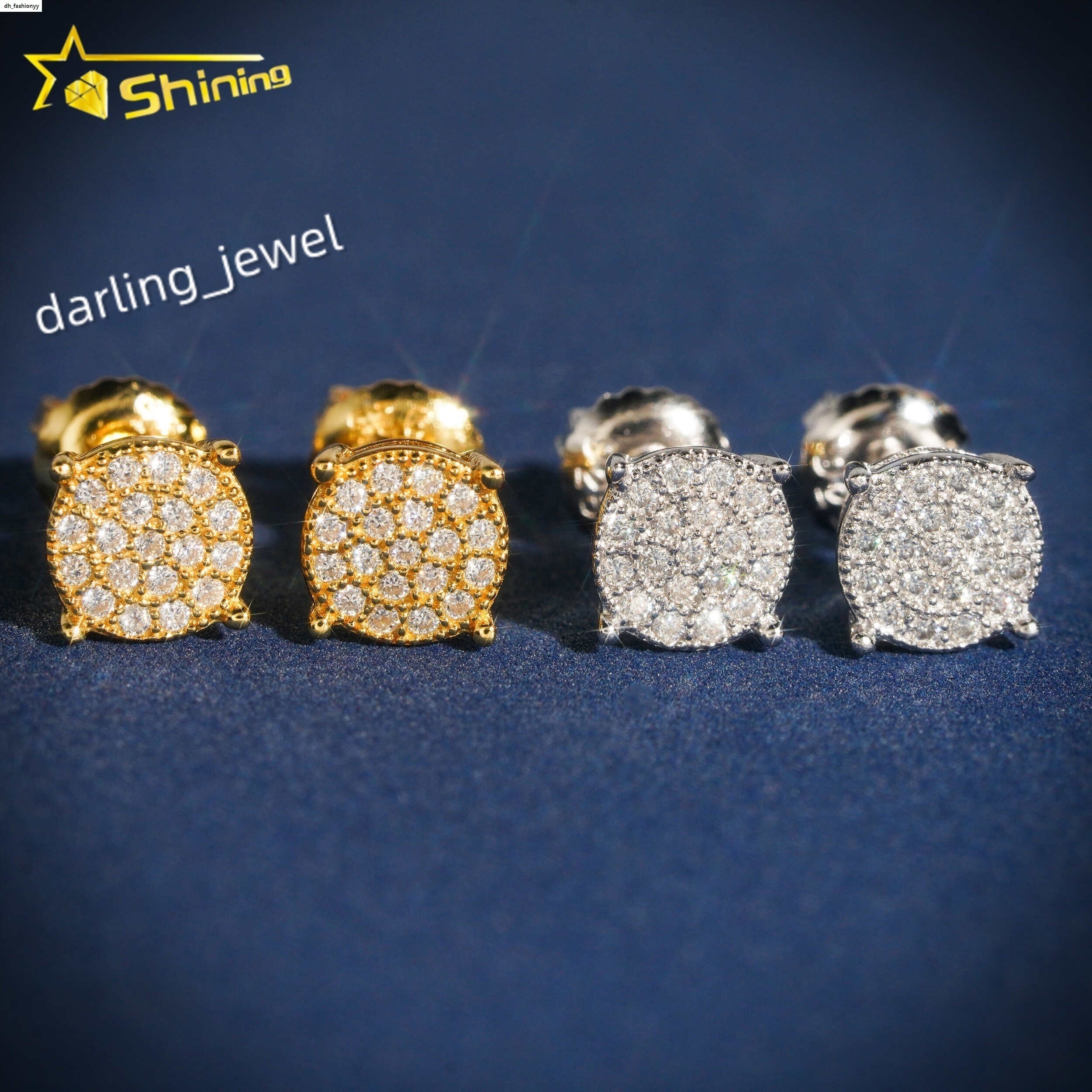 Hot Sale Screw Back 10k Real Gold Hip Hop Lab Grown Diamond Ear Studs Mens Moissanite Earrings