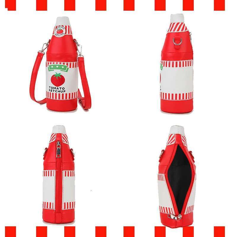 Fun Tomato Ketchup Bottle Design Ladies Shoulder For Girl Novelty Chain Party Purse Bag Women Daily Handbag Cute Red Clutch