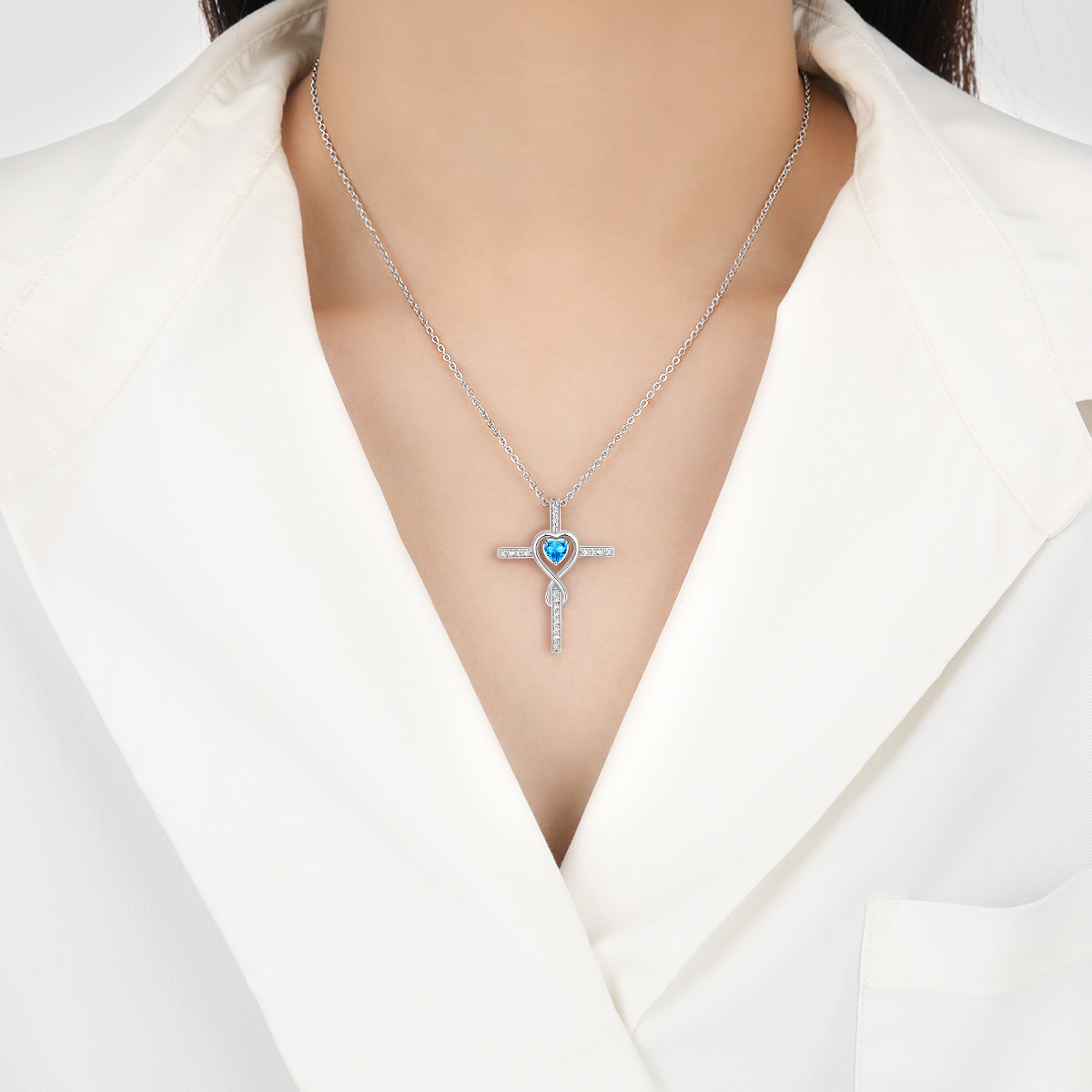 Chic Starstone Cross Neckpiece Featuring a Timeless Love Heart Emblem