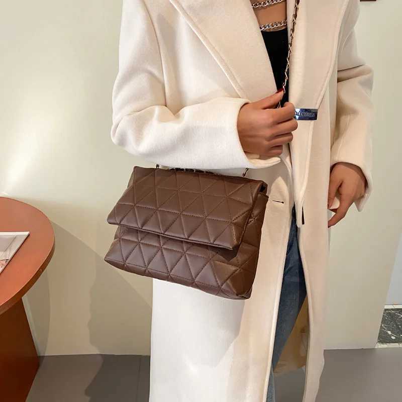 Embroidery Plaid Flap Shoulder Bag Casual Chain Strap Crossbody Bags For Women Commuting Daily Used Z250512