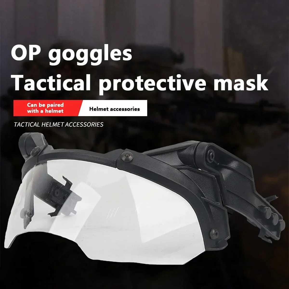 Tactical FAST Helmet Half Face Mask With New Flip Goggles Hunting Airsoft CS Game Paintball Mask Helmet Accessories GearW250512