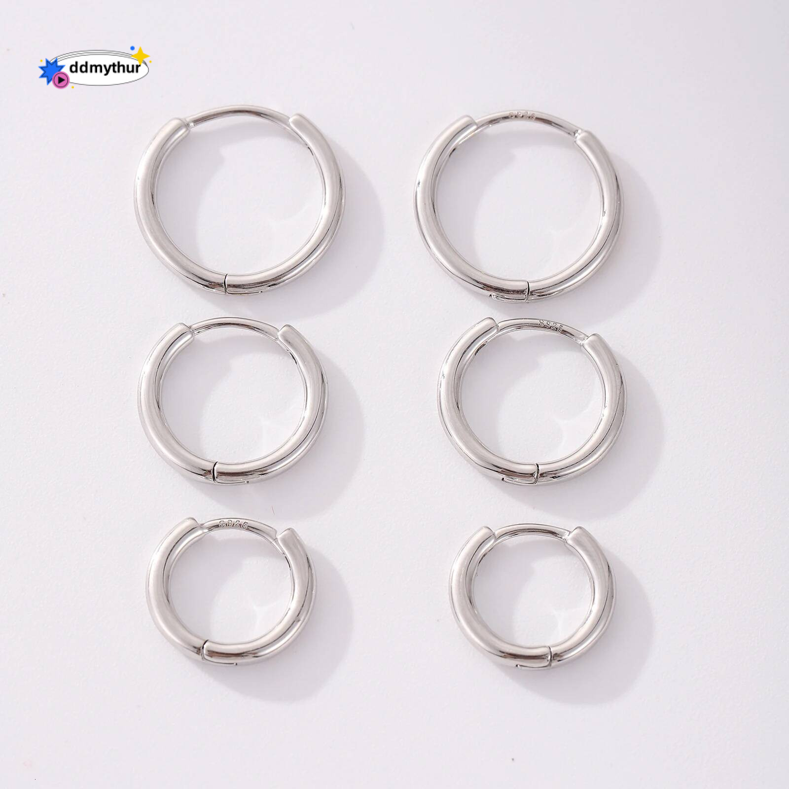 Sterling Sier Needles Glossy Small Hoops Hypoallergenic Fashion Earrings Daily Wear 8/10/12mm Popular Accessories ddmythur