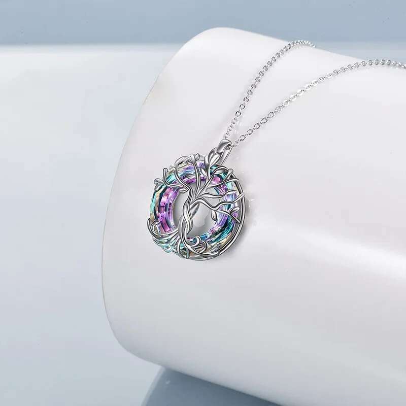 Exquisite Of Life Necklaces Celtic Family Tree Necklace With Circle Crystal Jewelry Gifts For Women Girls Mom Birthday