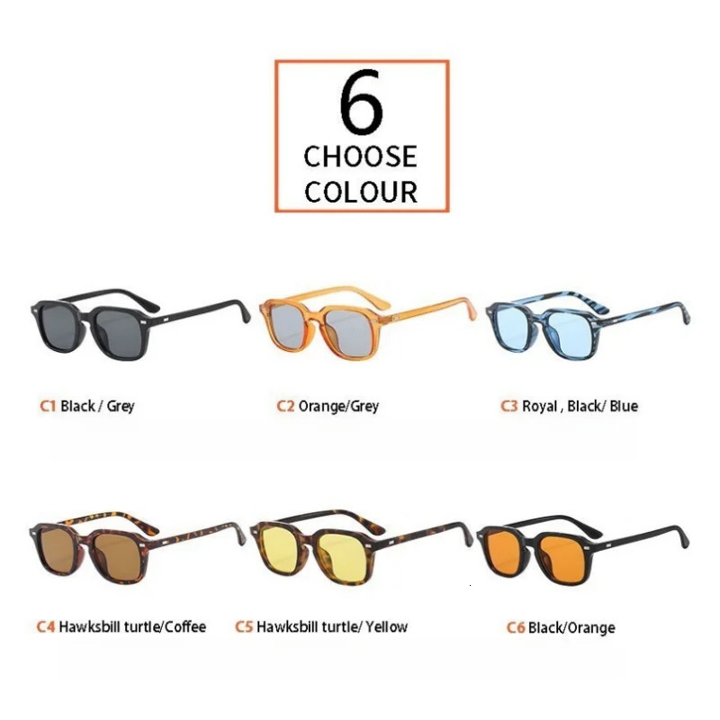 Fashion Square Orange Sunglasses For Women Men Retro Rivets Sun Glasses Trendy Shades UV400 Eyewear 250509