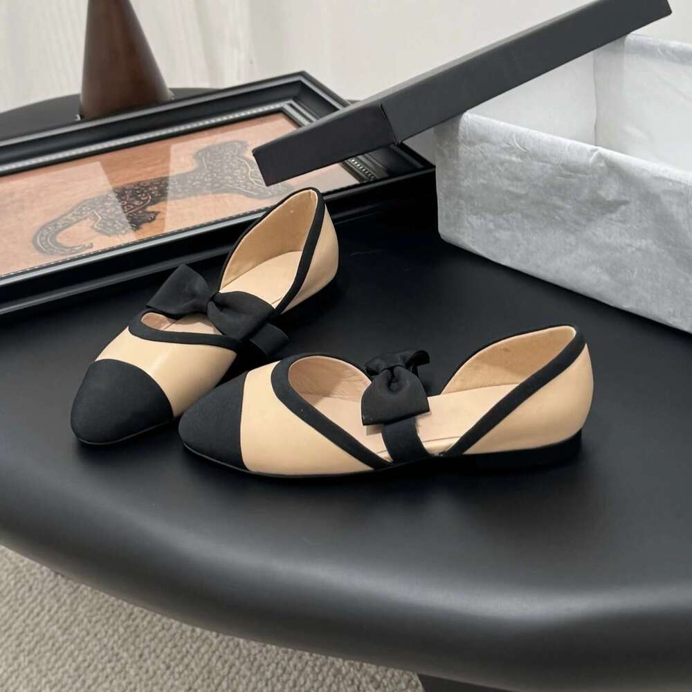 New Women Size35-41 Genuine Leather Ballet Flats Butterfly Knot Mary Janes Round Toe Designer Shoes Zapatillas De Mujer