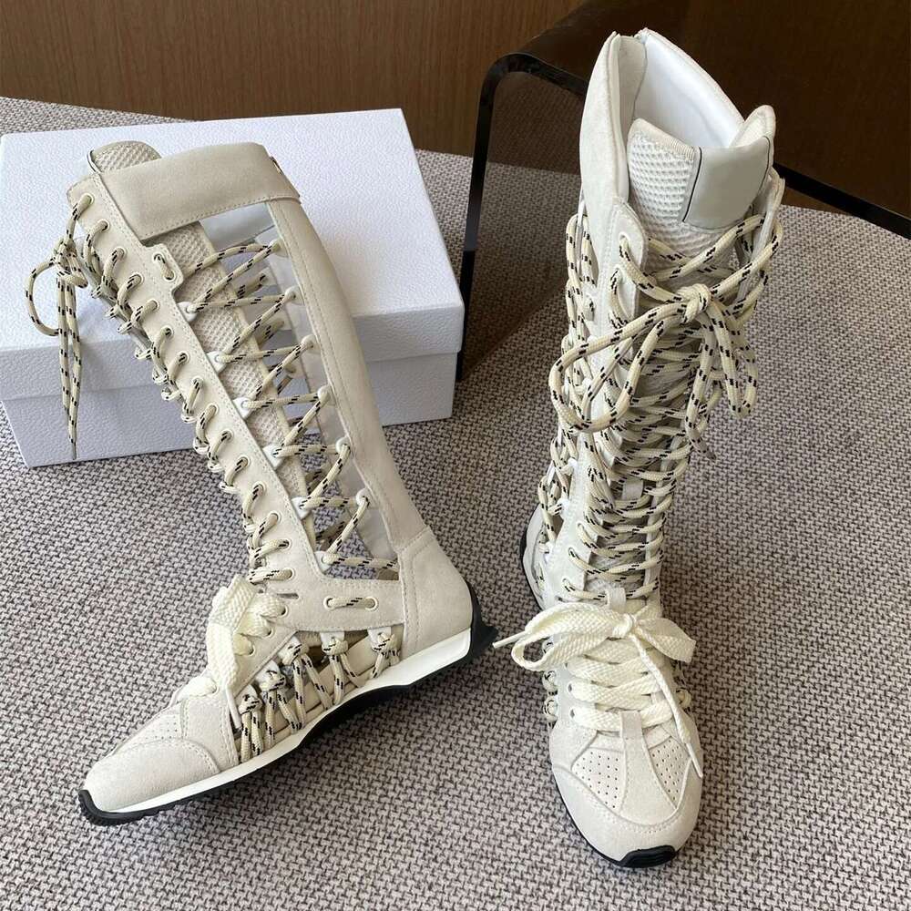 Women Size35-41 Natural Cow Suede Sneakers Hollow Sports Leisure Flats Round Toe Zipper Designer Shoes Zapatillas De Mujer