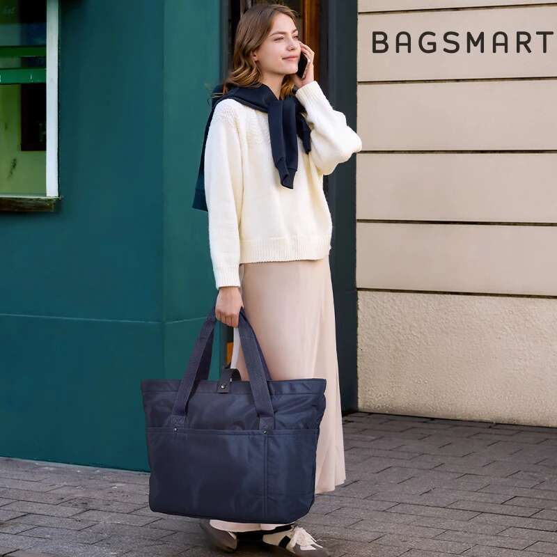 BAGSMART Eco-Friendly Large Tote Women Foldable Waterproof Reusable Shoulder Bag For Work Travel Shopping Gym Commuter