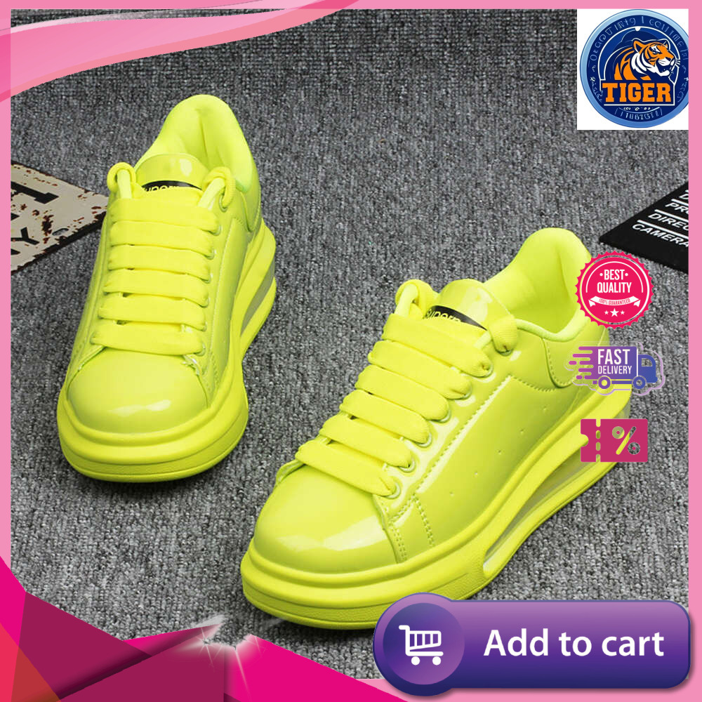 Ddmytiger Leather Shiny Patent Small White Couple Models Air Cushion Women S Skateboard Shoes Sneakers Outdoor Shoes