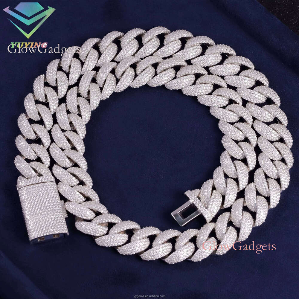 Hip Hop Iced Out 17mm S Sier Gold Plated D/VVS Moissanite Men Necklace Bling Cuban Link Chain Factory Price