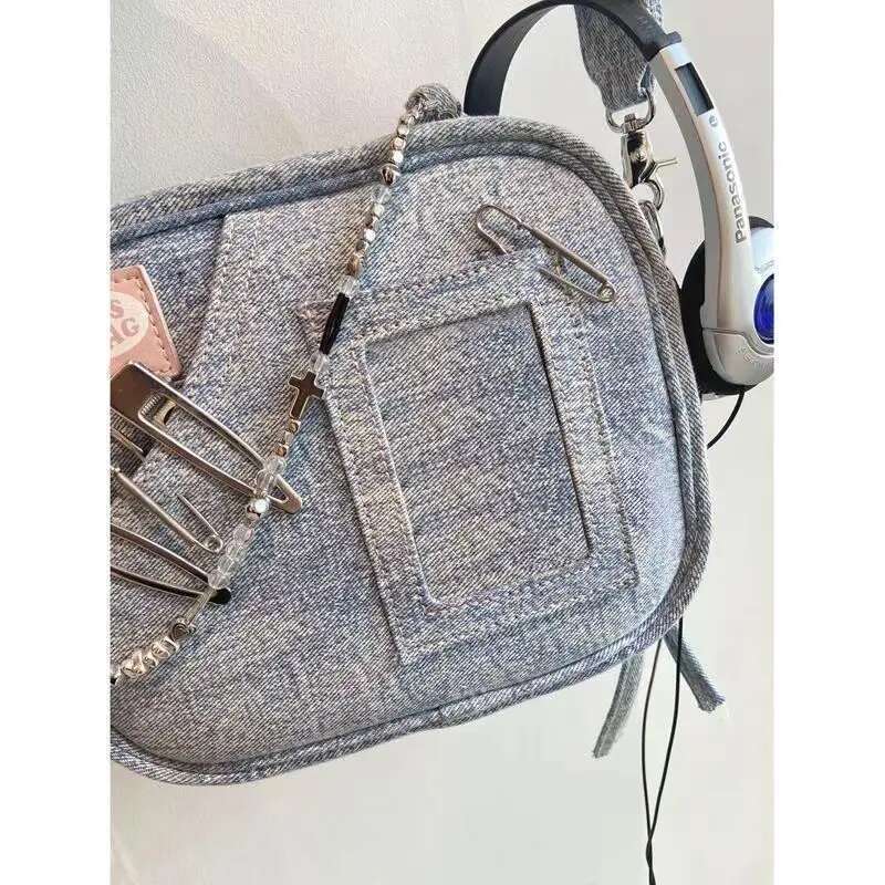 JIAERDI Vintage Denim Messenger Women 2023 New Hot Girls Haruku Casual Crossbody Bags Female Retro Solid Canvas Bag Y2k