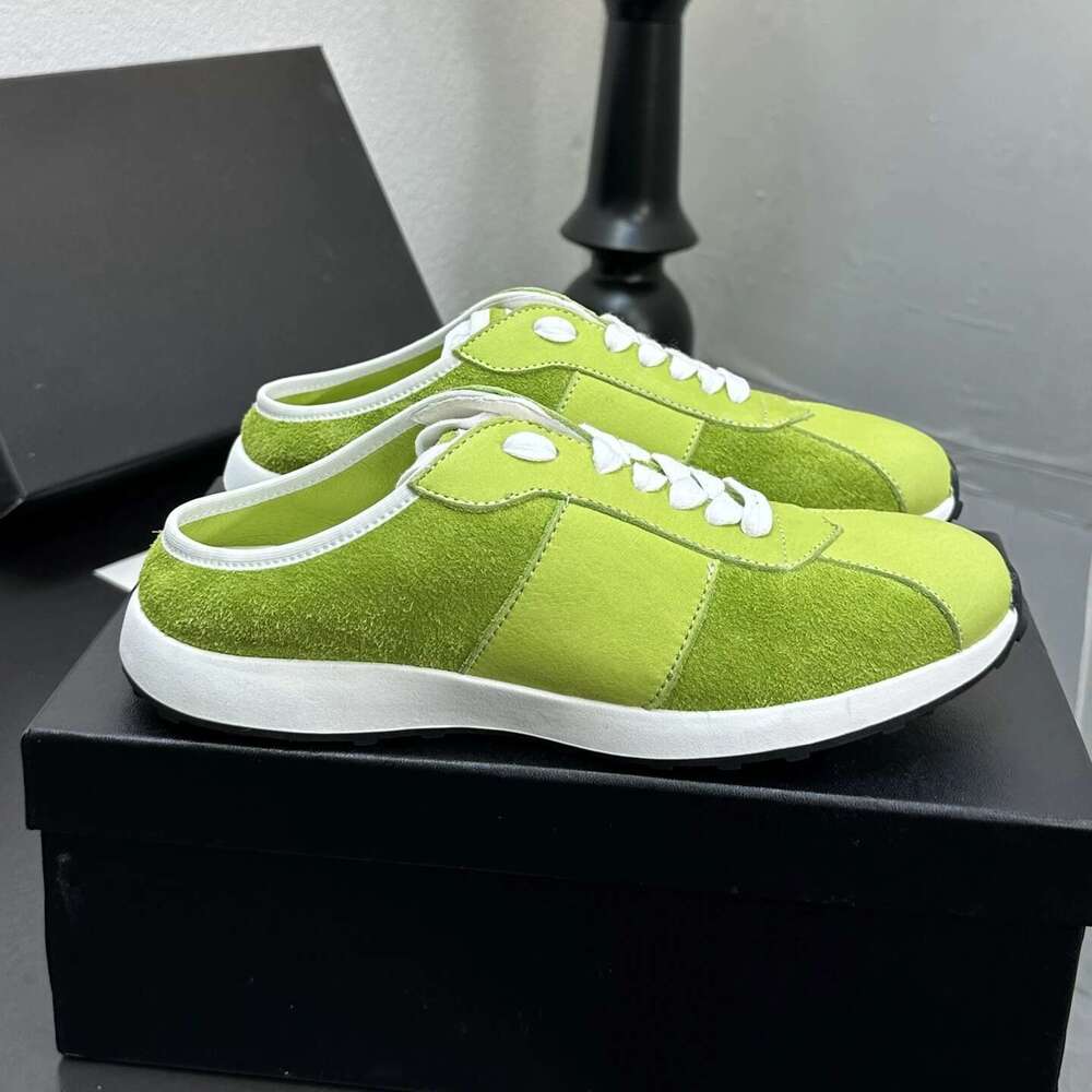 Women Size35-41 Genuine Leather Sneakers Natural Cow Suede Slippers Sports Mules Flats Designer Shoes Zapatillas De Mujer