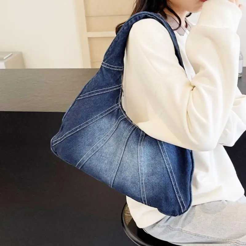 Womens Denims Armpit Bag Korean Styles Underarm Bag Fashion Handbags All-matching Shoulder Bag Shopping Dating BagW250512