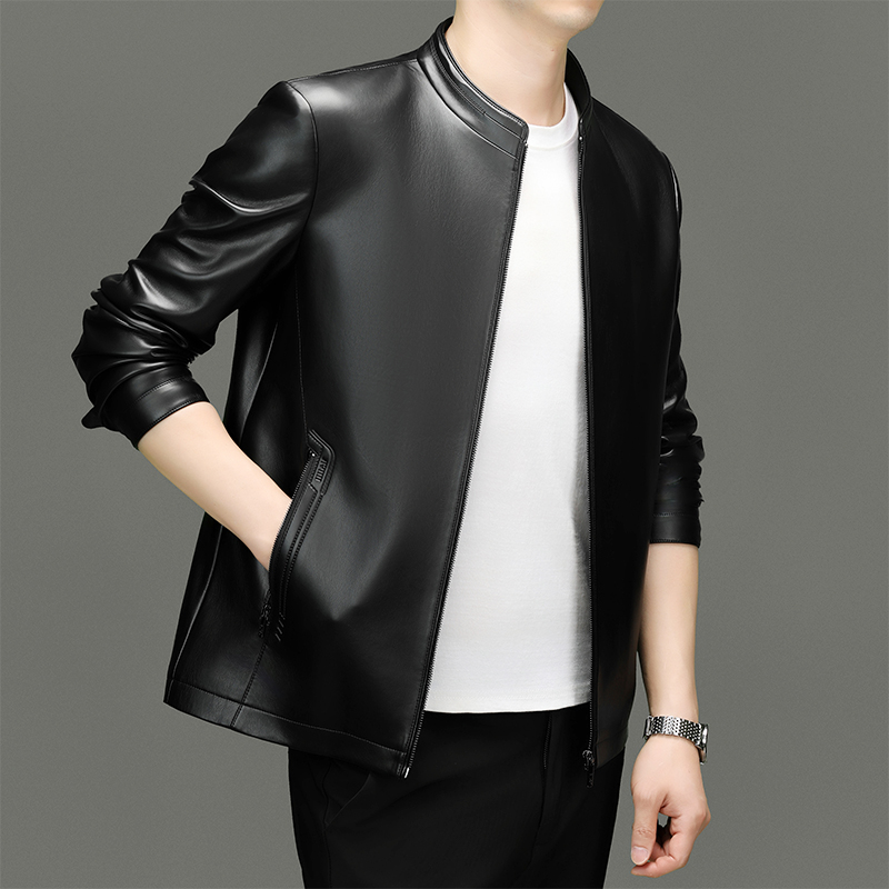 Waterproof Mens Leather Jacket for Business & Casual Wear 8567