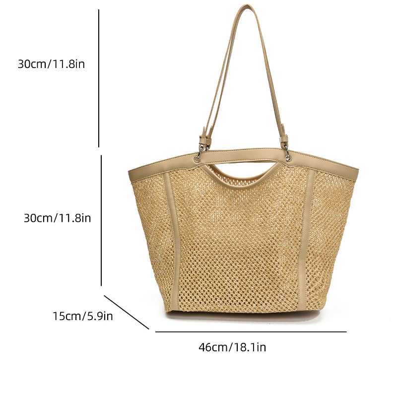 2 Set Straw Shoulder Bag for Women 2025 Summer Travel Bag Designer Underarm Handbag Large Capacity Beach Tote Bag Brand Sac Z250512