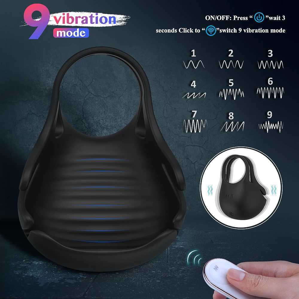 Vibrating Penis Massager Male Chastity Cock Ring Sex Toys for Men Wireless Remote Control Testicle Vibrator Mens Masturbator W250512
