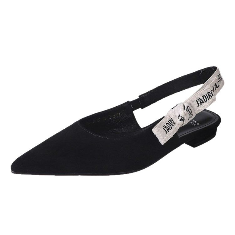 free shipping designer Dress shoes for woman outdoor Bowtie Low heels Slingbacks black white sandals