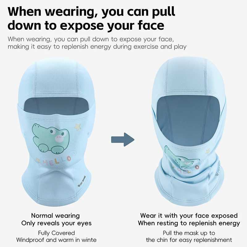 WEST BIKING Kids Balaclava Windproof Ski Face Mask Winter Children Fleece Cycling Neck Warmer Scarf Helmet Liner for Boys GirlsW250512