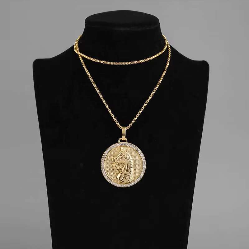 Horse Design Pendants Necklaces PVD Gold Plating Jewellery 3D Casting Stainless Steel Accessories