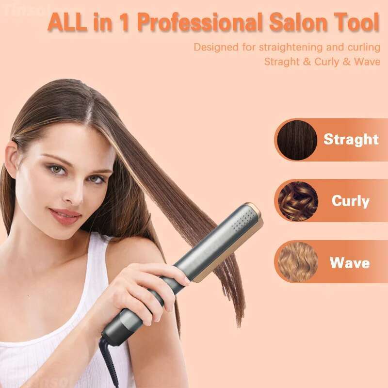 2 In 1 Curling Ionizer LCD Wide Panelprofessional Ceramic Hair Straightener With Adjustable Temperature