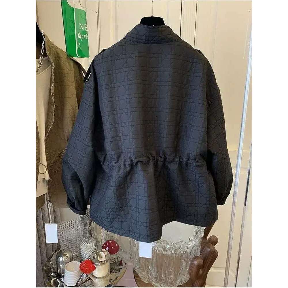 Drawsting Lace Up Ropa Mujer Plaid Woman Jackets Stand Collar Zipper Chaqueta Mujeres Long Slevee Coats Autumn Winter Clothes