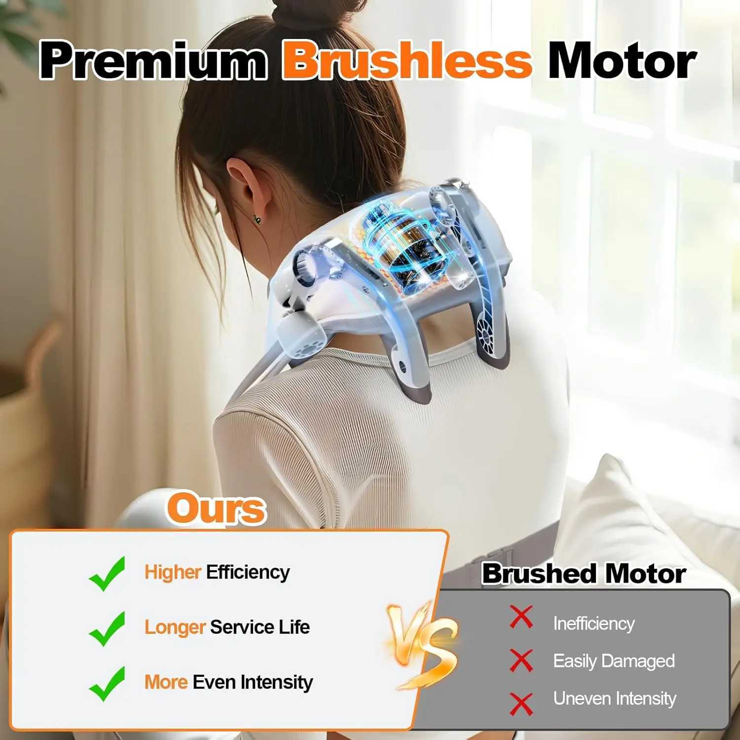 Wireless Neck Shoulder and Back Massager Brushless Motor 6D Deep Tissue Kneading Massage Pillow Shawl Best Gifts for Women MenW250512