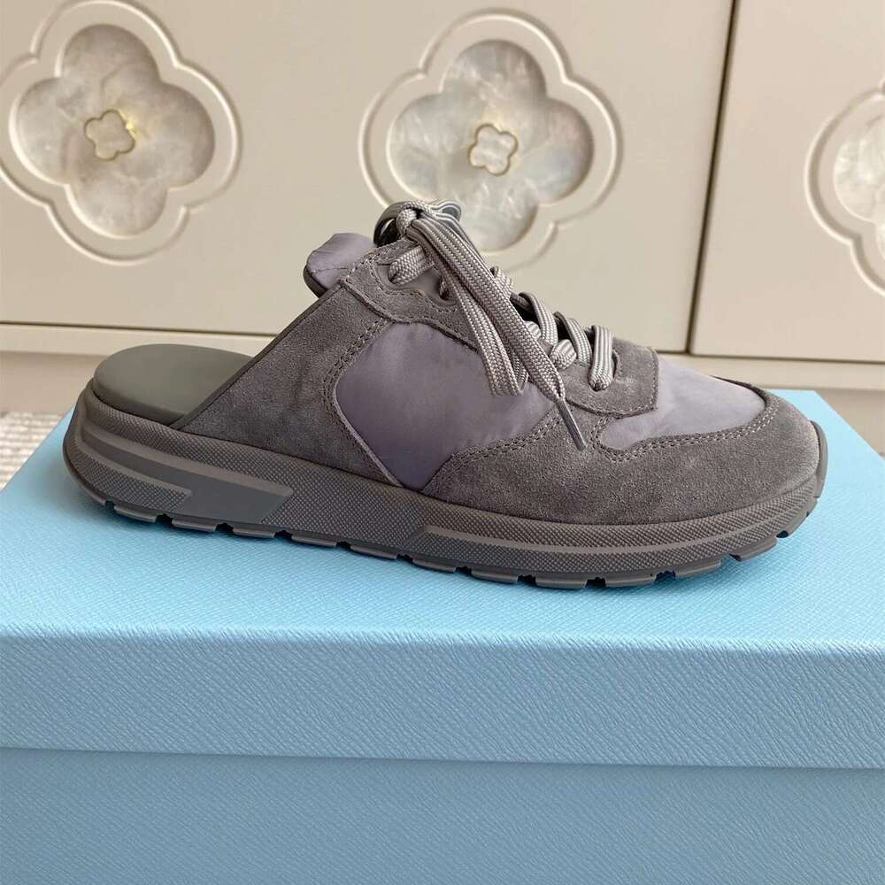 Women Size35-41 Natural Cow Suede Slippers Sports Mules Flat Platform Round Toe Flats Designer Shoes Zapatillas De Mujer