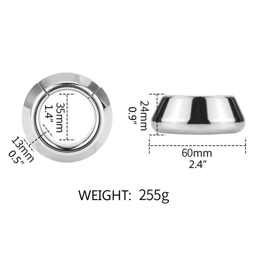 Magnetism Stainless Steel Scrotum Weight Erection Ring Cock Trainer Metal Locking Sperm Ring Binding Penis Male Training Supplie W250512