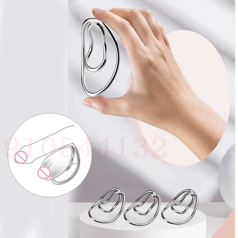 Metal Curved Scrotum Bondage Penis Ring For Fufu Cock Clip Sissy Male Mimic Female Pussy Chastity Device Lock Sperm SM Sex Toys W250512