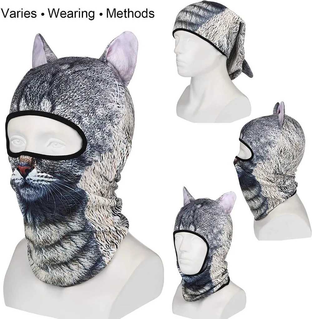 3D Animal Balaclava Bicycle Cycling Ski Hats Party Cat Dog Full Face Mask Funny Neck Gaiter Windproof Soft Animal with Ears HatsW250512