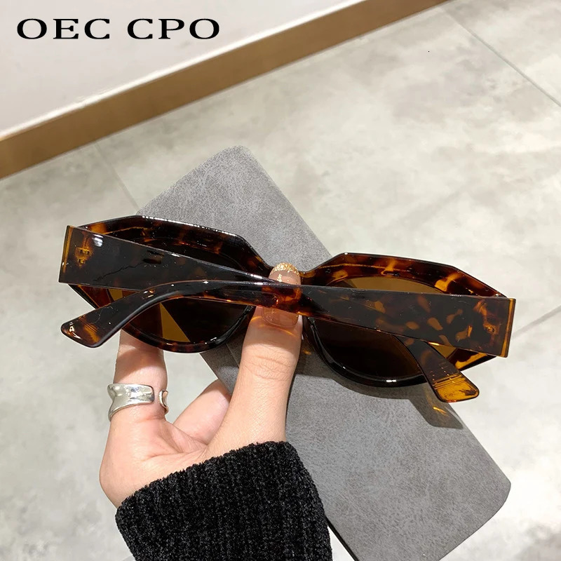OEC CPO Punk Cat eye Sunglasses Women Vintage Small Oval Lens Sun Glasses Female ner Leopard Shades Eyeglasses UV400 250512