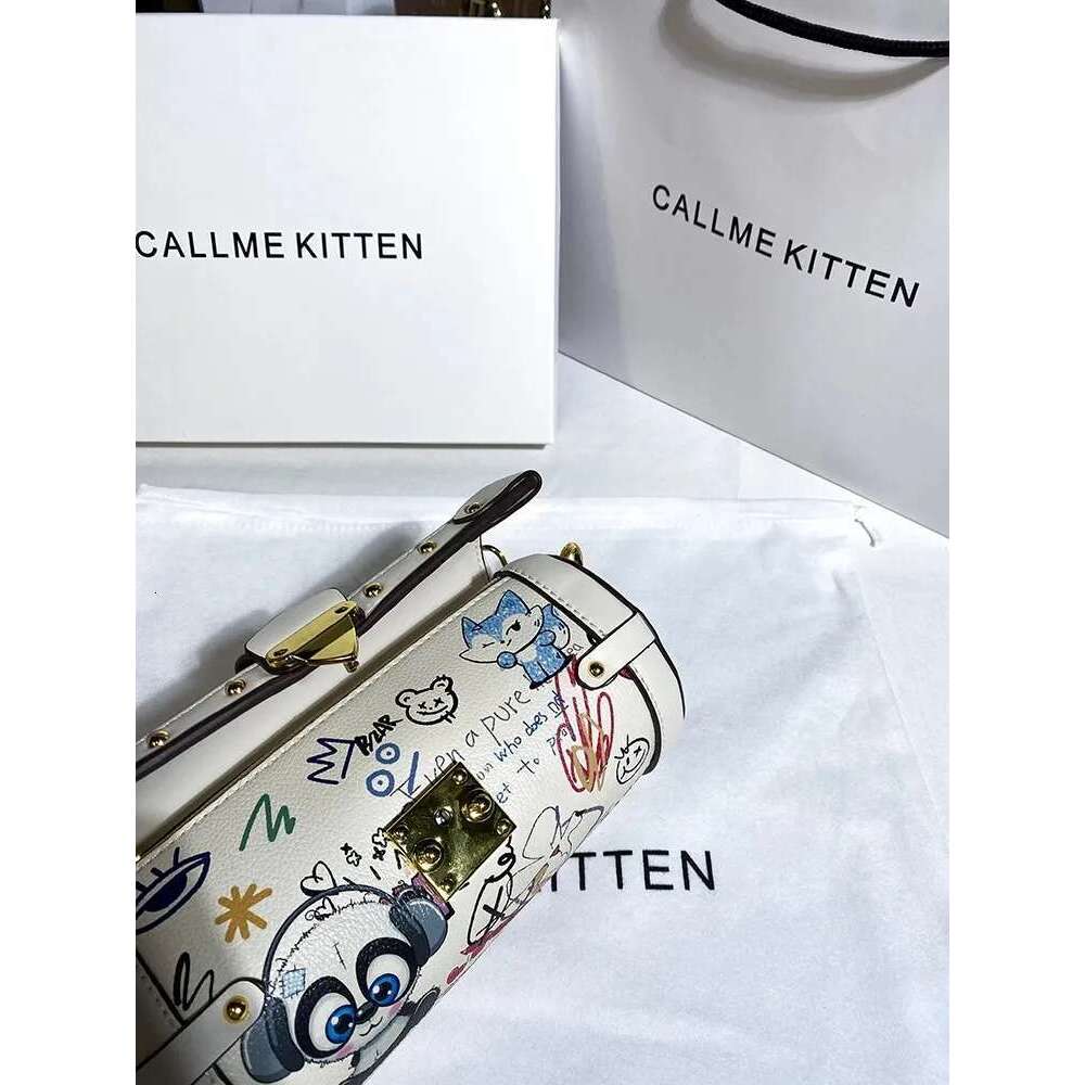 Original Design Handheld Cylinder With Cartoon Graffiti Pattern Letter Printing Women's Fashion And Cute Shoulder Bag