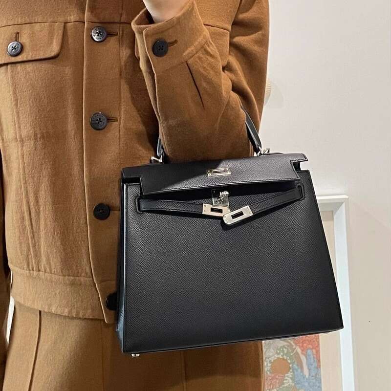 designer bag New genuine leather second-generation Kelly hand palm print single shoulder crossbody bag, simple and versatile hand-held small square ba