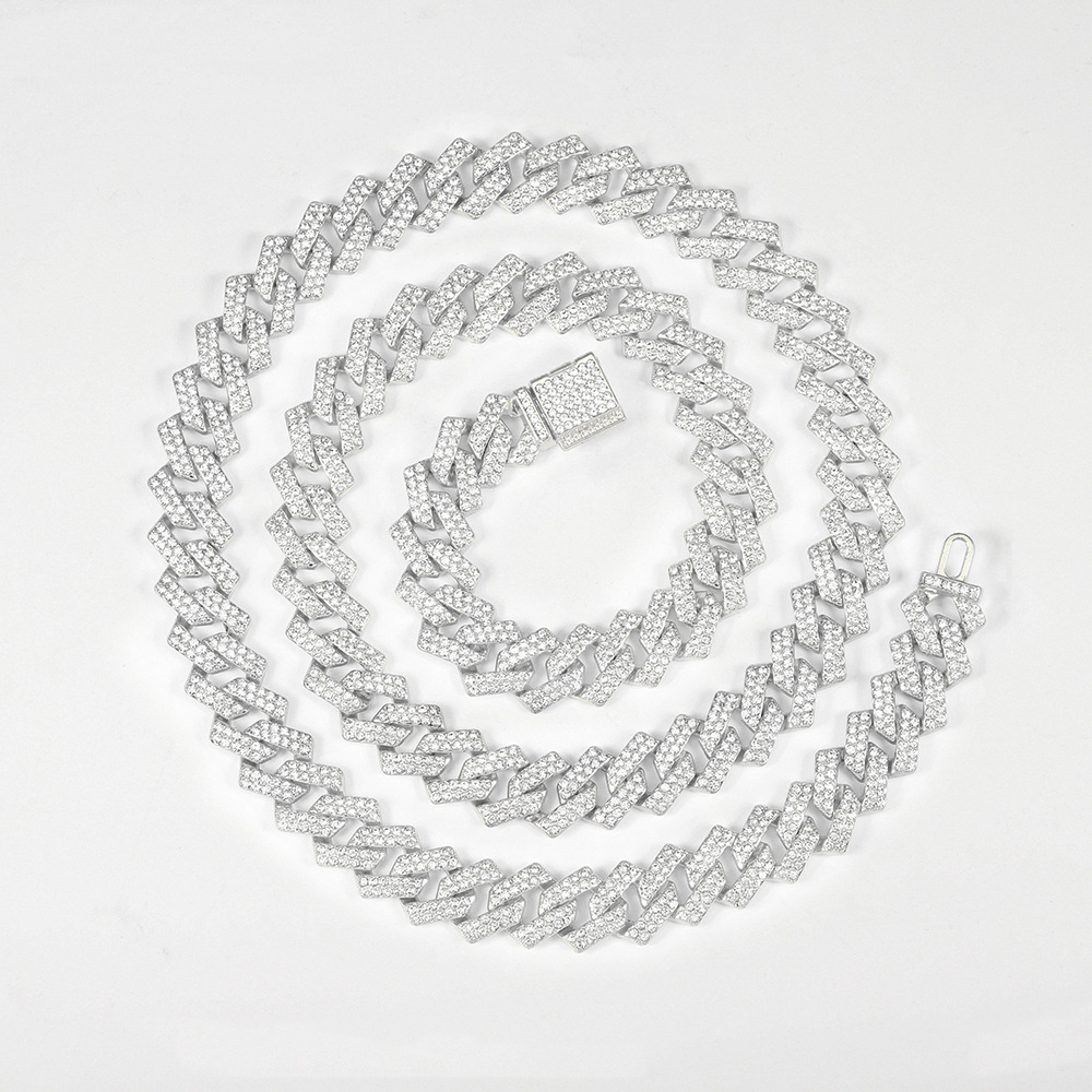 Fashionable Cuban Link Men's Hip Hop Style Full Diamond Necklace