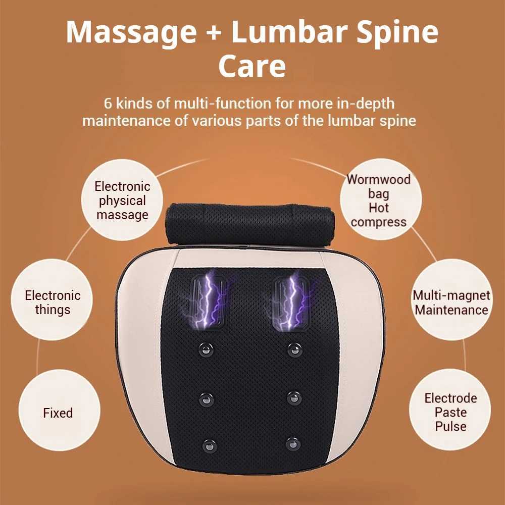 Vibrating Neck Back Massage Pillow Electric Heating Waist Cervical Massager Muscle Relax Relieve Fatigue Lumbar Disc HerniationW250512