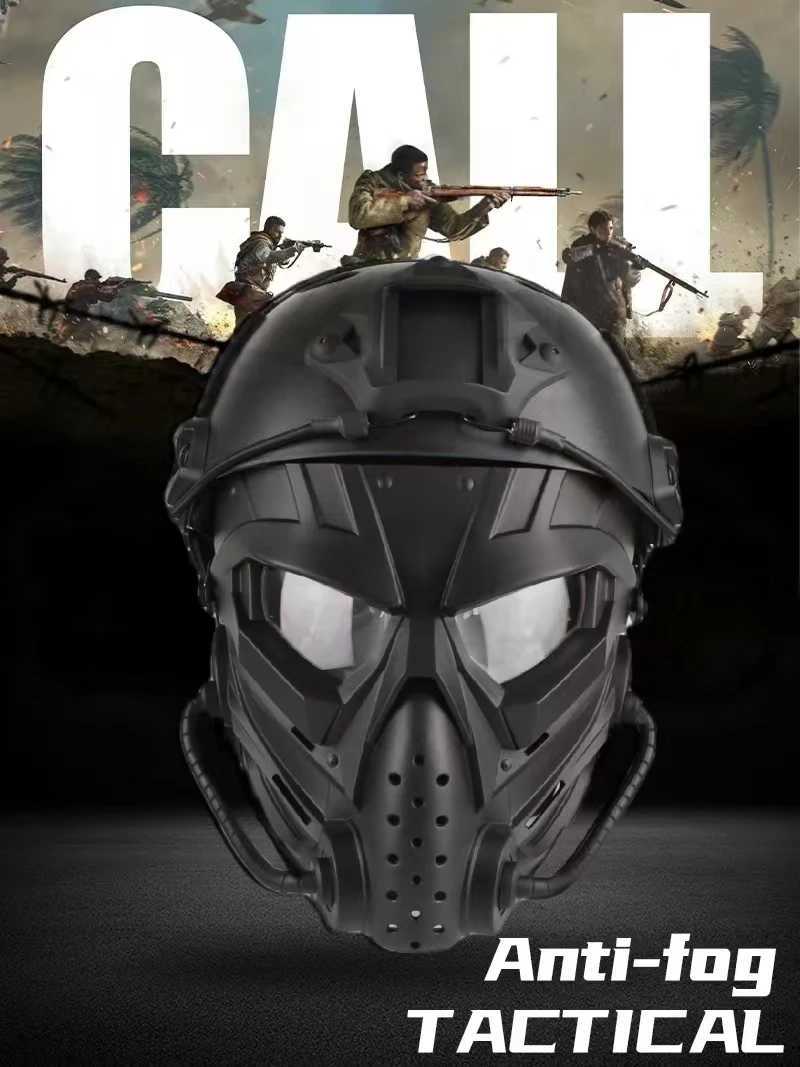 Airsoft Mask Full Face Protect Funny Mask With ABS Helmet Tactical Mask Alien Cos Cycling Mask SetW250512