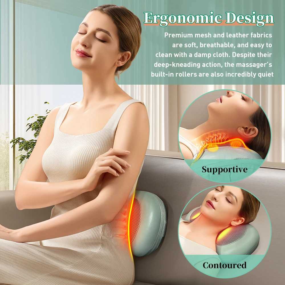Neck Massager Back Massager with Heat for Relax Shiatsu Electric Deep Tissue 3D Neck Shoulder Massage Pillow mothers day giftsW250512
