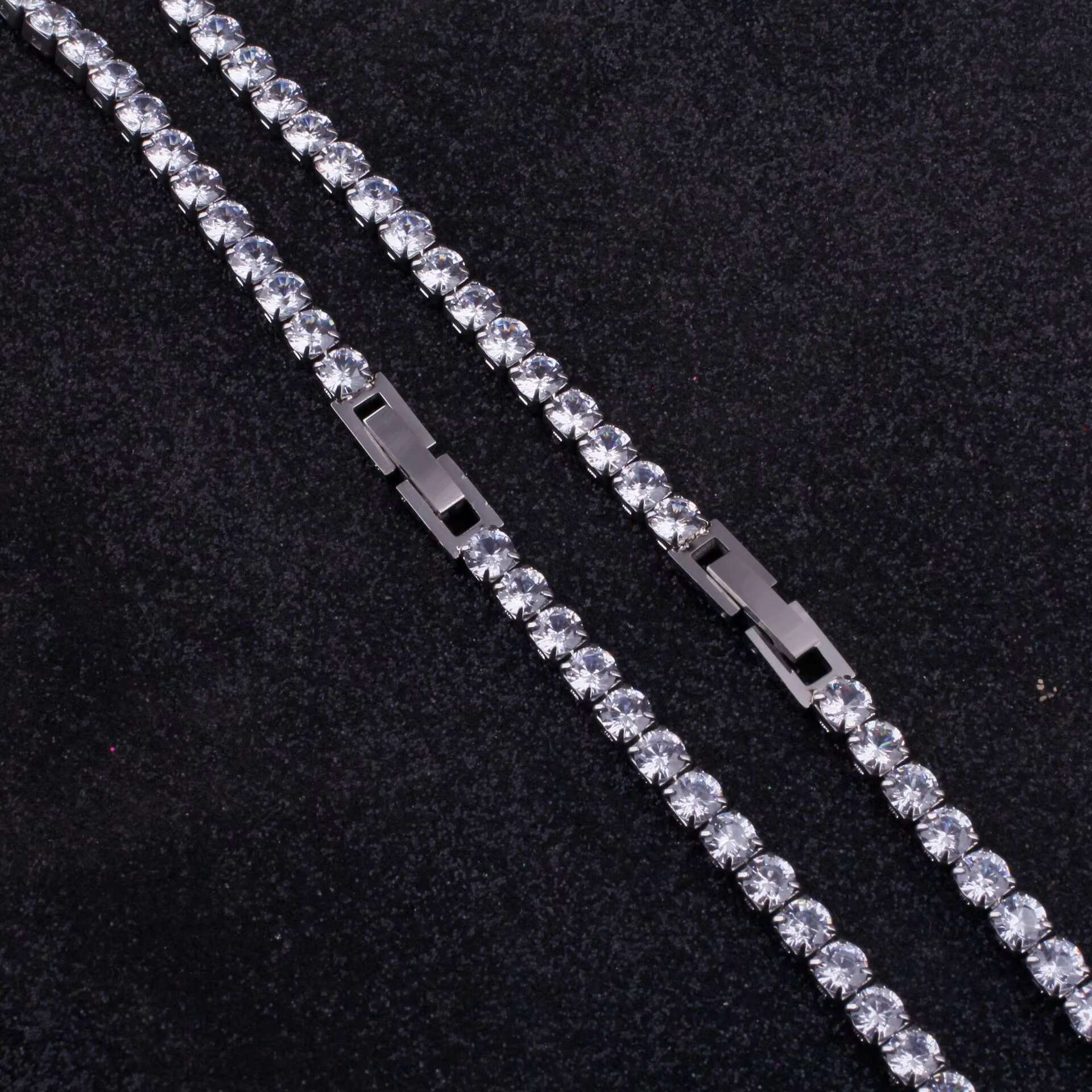 Hip Hop Cubic Zirconia Tennis Chain Necklace Stainless Steel Iced Out Diamond Chain Men Womens Bling Water Proof Jewelry
