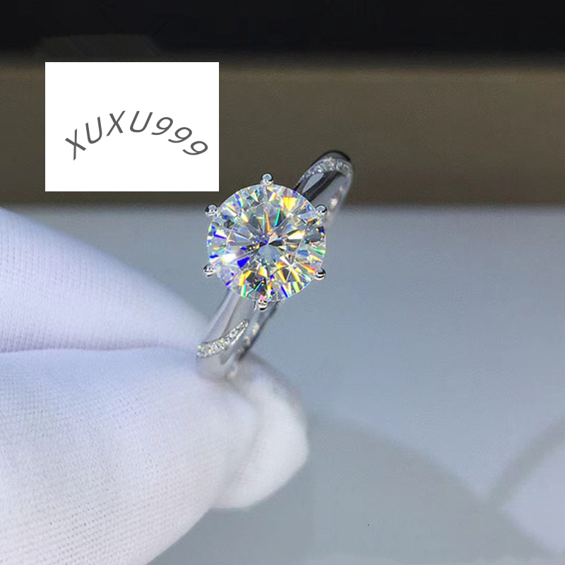 Hot Sale Real D Color Vvs Moissanite Ring 1-3 CT 925 Sterling Silver Women Ring Luxury Moissanite Jewelry