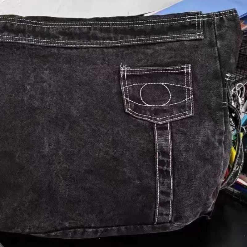 Streetwear Fashion Denim Bag Korean Office Lady All Match Casual Shoulder Underarm Bag Women Vintage Grunge Purses and HandbagsW250512