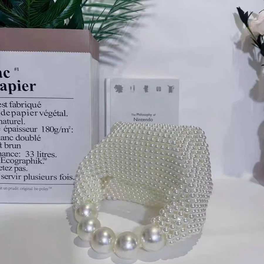Handmade New Pearl Handbags For Women 2024 Fashion Trendy Portable Purse Party Shoulder Tote BagsW250512